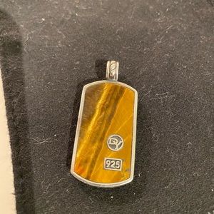 David Yurman tiger eye tag in silver